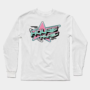 HOUSE MUSIC  - Y2K Star (white/pink/blue) Long Sleeve T-Shirt